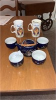 Tea set and two Harrods fine China cups made in