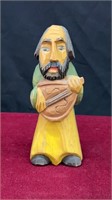 Vintage Wooden Antique Man with Guitar