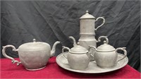 Antique Metal 6 Pc. Tea Pot Set