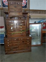 Wood Dresser, Chest of Drawers,Nightstand & Mirror