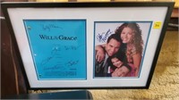 Will & Grace Script Autographs in Black Frame