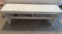 White Washed Farmhouse Chic Bench, 4' Lx 1'Wx 19"H