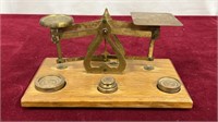 Vintage Brass and Wood Postal Scale