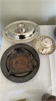 Group lot of silver plate, includes a covered
