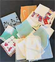 Collection of 15 vintage hanky handkerchief, silk