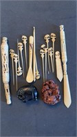 Collection of carved ivory pieces, and carved