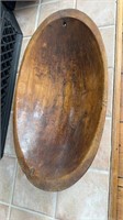 Carved wood dough bowl, carved bottom side,