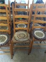 Six wicker bottom chairs