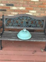 Patio bench and umbrella stand