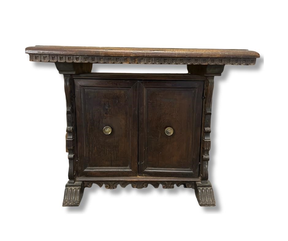 Antique Walnut Sideboard Cabinet Wood Carved Table