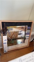 Unique handmade wall frame, with painted flowers