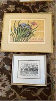 Two framed artwork pieces, both signed and