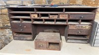 Antique wood desktop, with four or five original