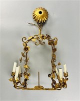 Vintage Gilt Toile Hanging Chandelier