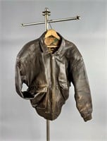 Vintage Fox Run Men's Leather Bomber Jacket