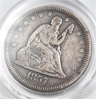 1857 Seated Liberty Quarter Fine