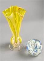 Vintage Flower Paperweight/Vintage Hand Blown Vase