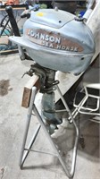 Johnson Sea Horse Outboard Motor & Stand. Good Com