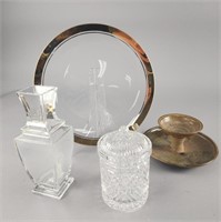 Glass Platter, Vase, Leaded Glass Container