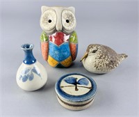 Studio Pottery, Signed Raku Owl
