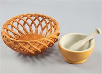 Orange Porcelain Basket Weave Bowl