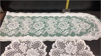 Assortment of various table runners, doily’s,