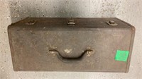 Metal tool box w/assorted tools & tray