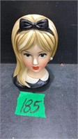 Vintage Head Vase C8493 Blonde Teenager W/ Black