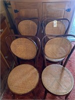 FOUR CANE BOTTOM CHAIRS