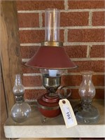 ELECTRIFIED LANTERN & TWO SMALL KEROSENE LANTERNS