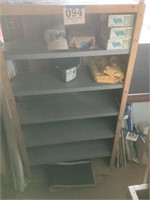 Six shelf unit with contents