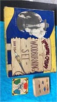 Hopalong Cassidy Wood burning Set and Game Pieces