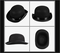 6pk Black Bowler Hats, Dress Up, Party
