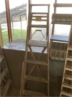 6 foot wooden step ladder with repairs