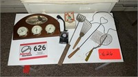 ASSORTED  ITEMS - WALL THERMOMETER - MATCH