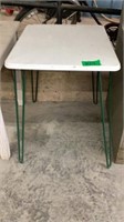 2 small tables, 1 white metal, 22” x 27” x 29” T,