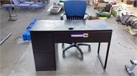 Black wood desk & chair with shelves 19 1/2” x 47