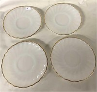 ANCHOR HOCKING FIRE-KING COFFEE PLATES (4)
