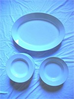 White serving platter and plates