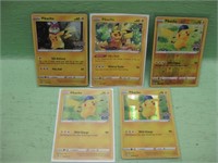 Five Pokemon Pikachu Cards