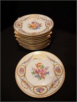 11 Dresden hand-painted salad plates