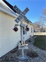 Vintage Railroad Crossing Sign w/ Ruby Red Glass