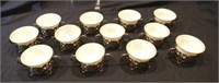 12 Lenox bouillon cups with silver plate holders