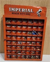 Vintage Imperial Brass Fittings Cabinet full of