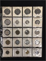 Sheet of Foreign Coins - Some Silver