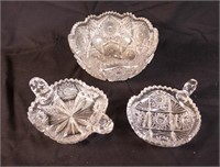 3 American brilliant-cut glass bowls