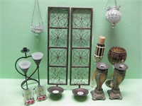 Assorted Candle Holders & One Tiki Torch
