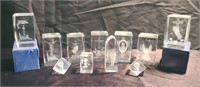 Lazer etched crystal blocks.  Two with