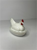 Milkglass Hen on Nest