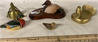 COLLECTIBLE DUCKS AND LADY BRASS BELL